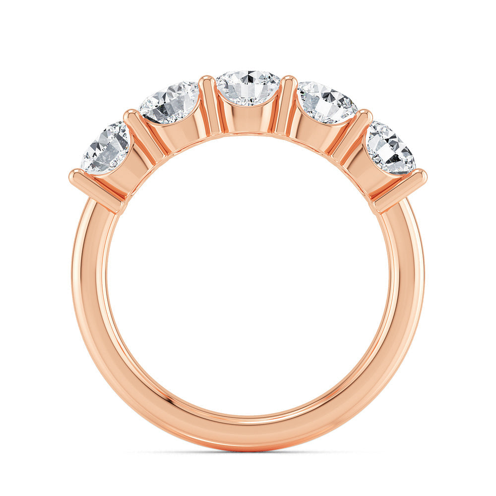 5 Diamond  Stackable Ring Rose Gold otrodiamonds