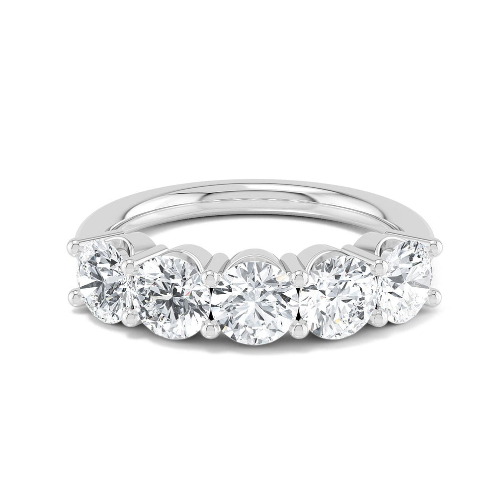 5 Diamond  Stackable Ring White Gold