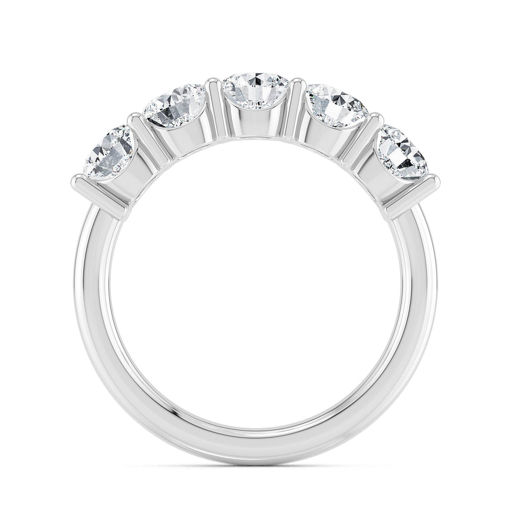 5 Diamond  Stackable Ring White Gold