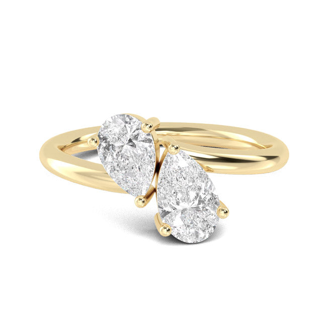 Pear Plunge Yellow Gold otrodiamonds