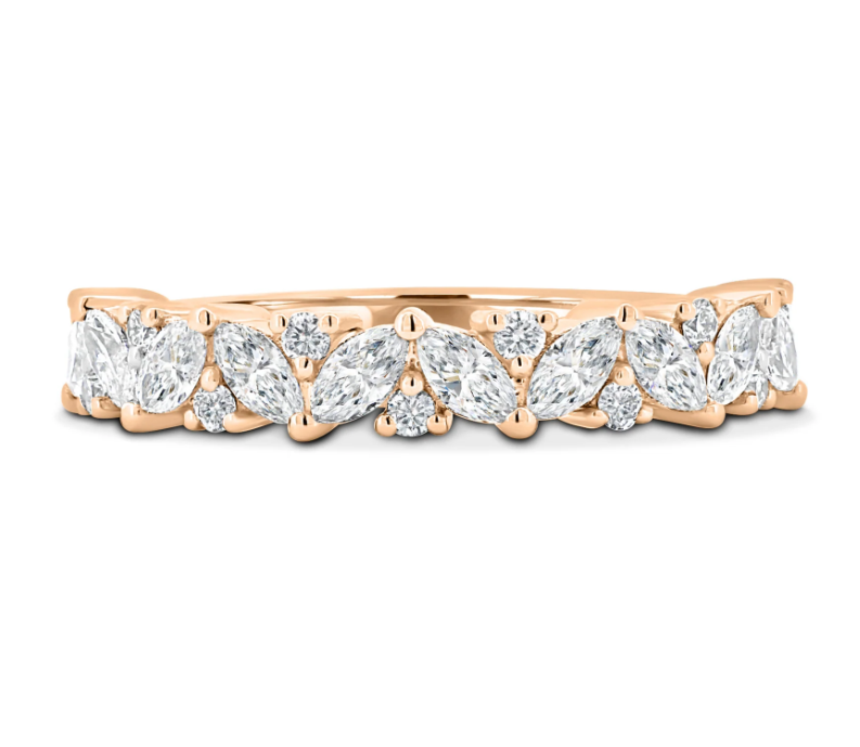Round and Marquise Accent Wedding Ring otrodiamonds