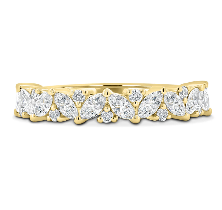 Round and Marquise Accent Wedding Ring otrodiamonds