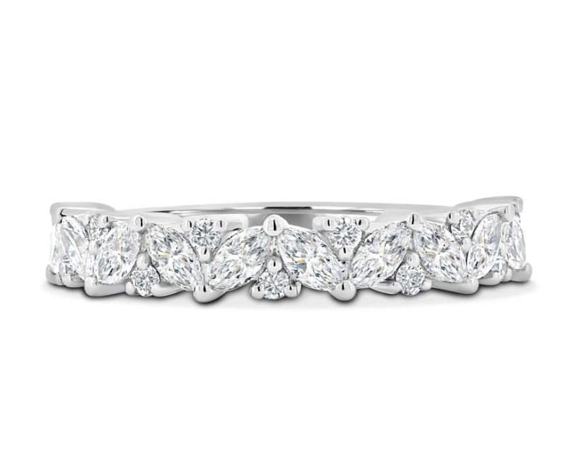 Round and Marquise Accent Wedding Ring