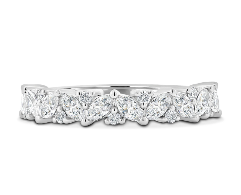 Round and Marquise Accent Wedding Ring otrodiamonds