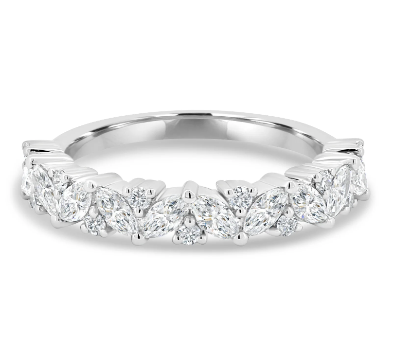 Round and Marquise Accent Wedding Ring otrodiamonds