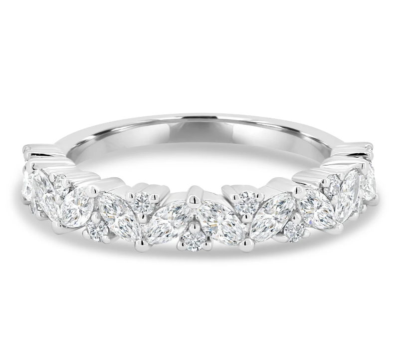 Round and Marquise Accent Wedding Ring