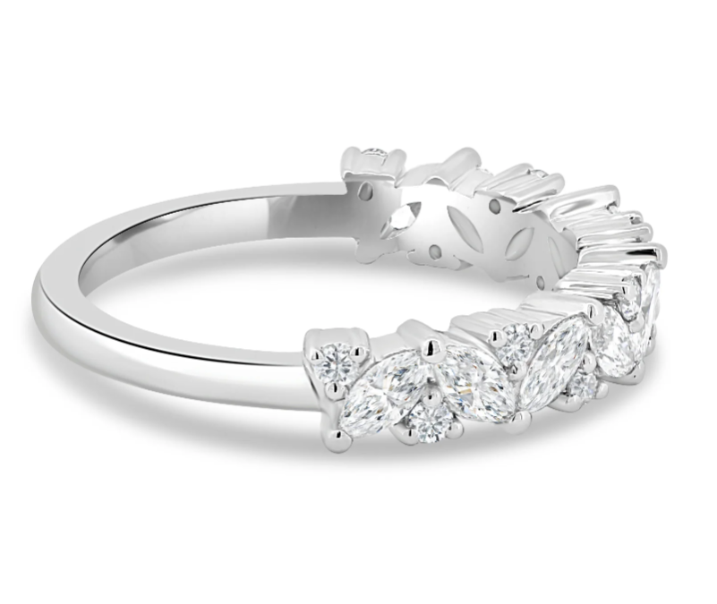 Round and Marquise Accent Wedding Ring otrodiamonds