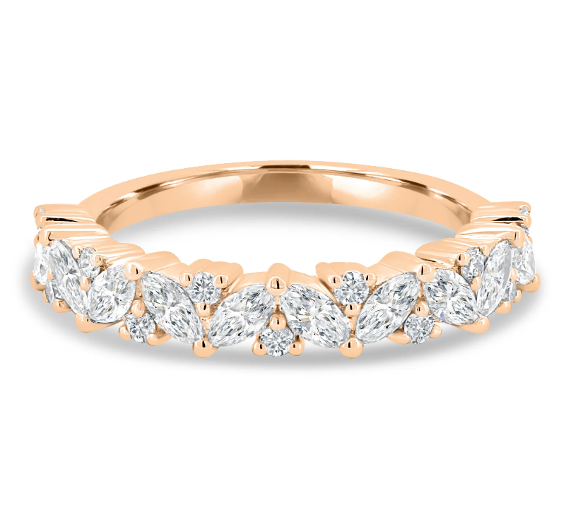 Round and Marquise Accent Wedding Ring otrodiamonds
