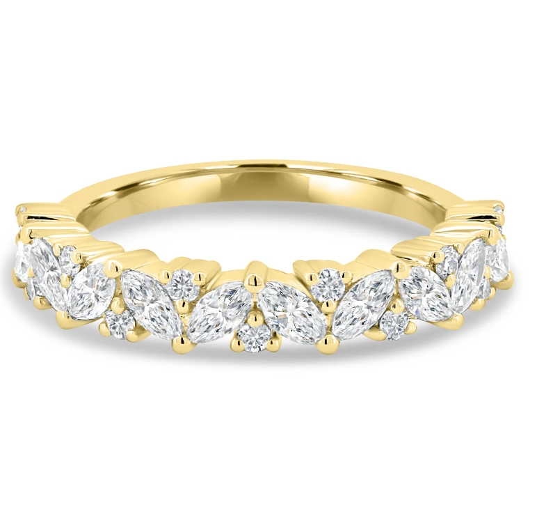 Round and Marquise Accent Wedding Ring otrodiamonds