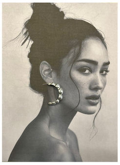 model with Cloud Earring Silver Tone Small