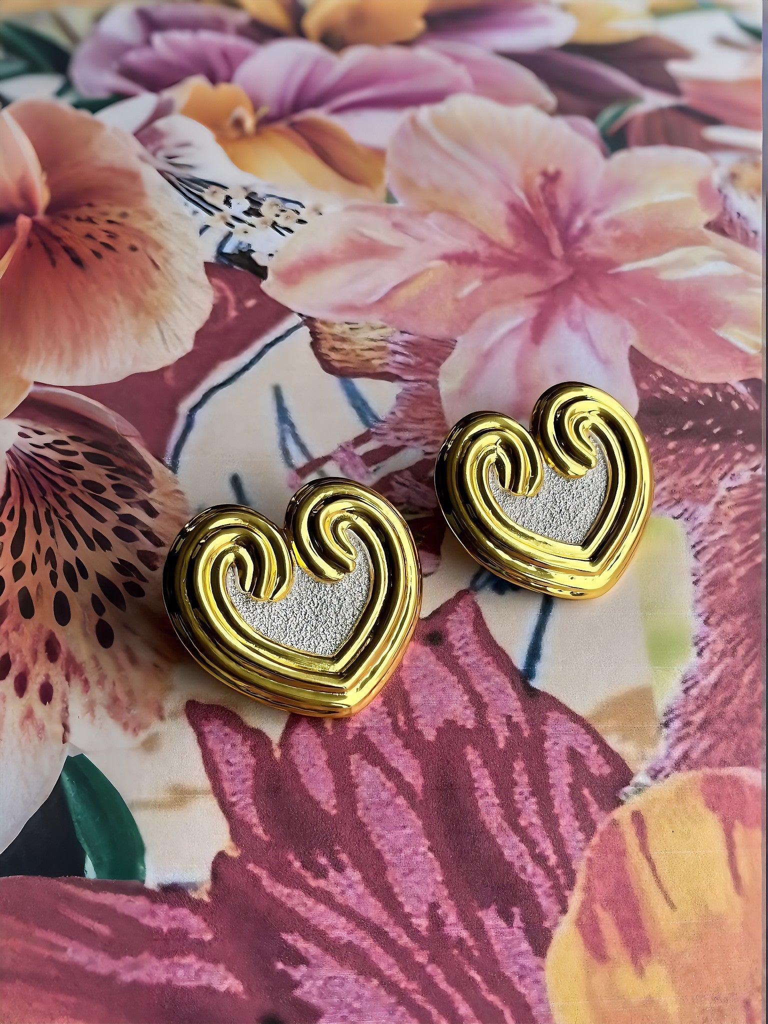 Little Hearts Earrings Dual Tone